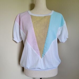 Separate Scene | 80s Vintage Triangle Stripe Puff Sleeve Top